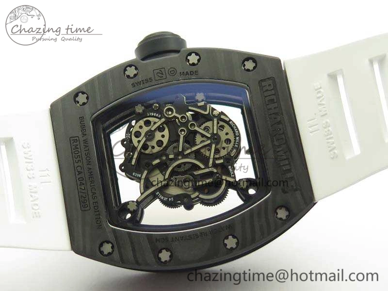 RM055 Carbon Case KVF Best Edition Skeleton Dial Gold Inner Bezel On Rubber Strap MIYOTA8215