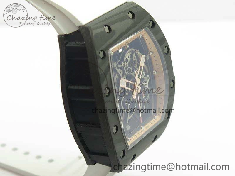 RM055 Carbon Case KVF Best Edition Skeleton Dial Gold Inner Bezel On Rubber Strap MIYOTA8215