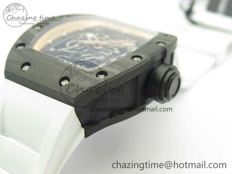 RM055 Carbon Case KVF Best Edition Skeleton Dial Gold Inner Bezel On Rubber Strap MIYOTA8215