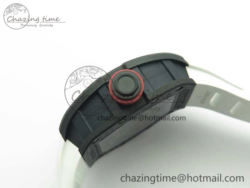 RM055 FC Case KVF Best Edition Skeleton Dial White Inner Bezel Red Crown On Rubber Strap MIYOTA8215