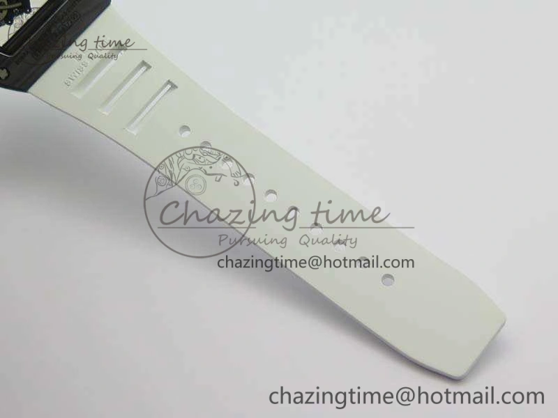 RM055 FC Case KVF Best Edition Skeleton Dial White Inner Bezel Red Crown On Rubber Strap MIYOTA8215