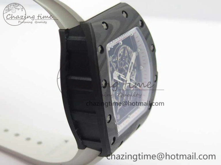RM055 FC Case KVF Best Edition Skeleton Dial White Inner Bezel Red Crown On Rubber Strap MIYOTA8215