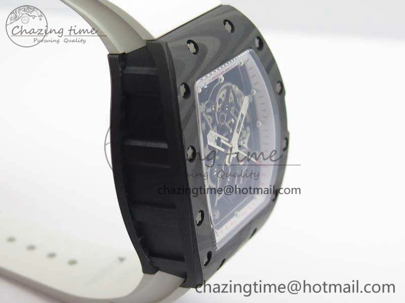 RM055 FC Case KVF Best Edition Skeleton Dial White Inner Bezel Red Crown On Rubber Strap MIYOTA8215
