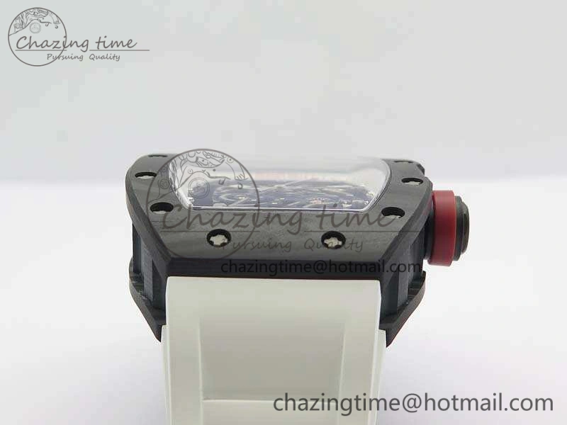 RM055 FC Case KVF Best Edition Skeleton Dial White Inner Bezel Red Crown On Rubber Strap MIYOTA8215
