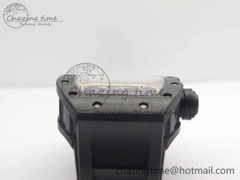 RM055 Forged Carbon Case KVF Best Edition Skeleton Dial Black Crown On Rubber Strap MIYOTA8215