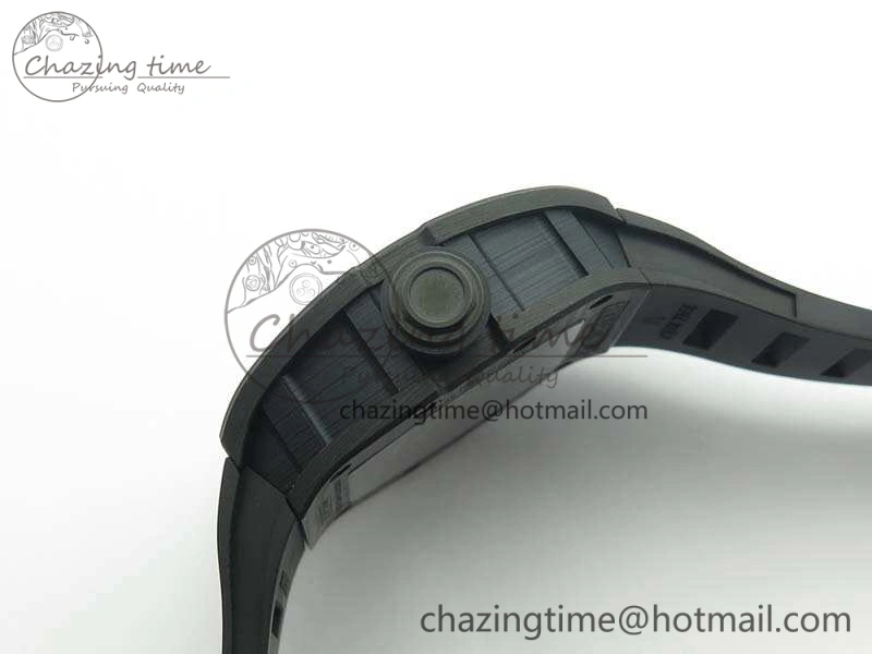 RM055 Forged Carbon Case KVF Best Edition Skeleton Dial Black Crown On Rubber Strap MIYOTA8215