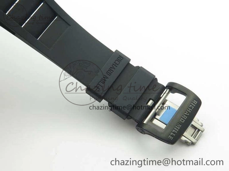 RM055 Forged Carbon Case KVF Best Edition Skeleton Dial Black Crown On Rubber Strap MIYOTA8215