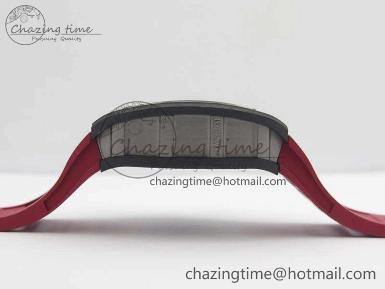 RM055 Forged Carbon Case KVF Best Edition Skeleton Dial Red Crown On Rubber Strap MIYOTA8215