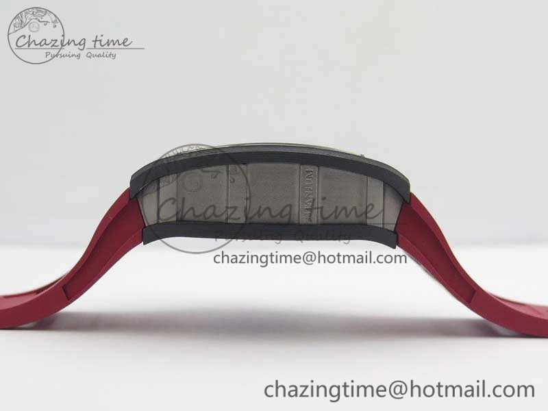 RM055 Forged Carbon Case KVF Best Edition Skeleton Dial Red Crown On Rubber Strap MIYOTA8215