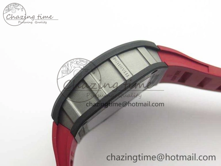 RM055 Forged Carbon Case KVF Best Edition Skeleton Dial Red Crown On Rubber Strap MIYOTA8215
