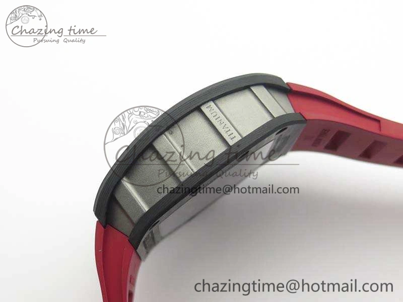 RM055 Forged Carbon Case KVF Best Edition Skeleton Dial Red Crown On Rubber Strap MIYOTA8215