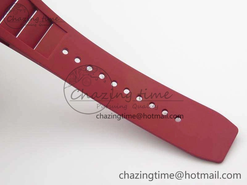 RM055 Forged Carbon Case KVF Best Edition Skeleton Dial Red Crown On Rubber Strap MIYOTA8215