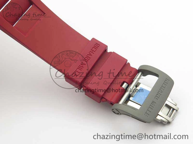RM055 Forged Carbon Case KVF Best Edition Skeleton Dial Red Crown On Rubber Strap MIYOTA8215