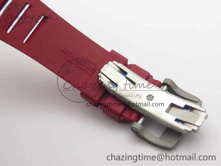 RM055 Forged Carbon Case KVF Best Edition Skeleton Dial Red Crown On Rubber Strap MIYOTA8215