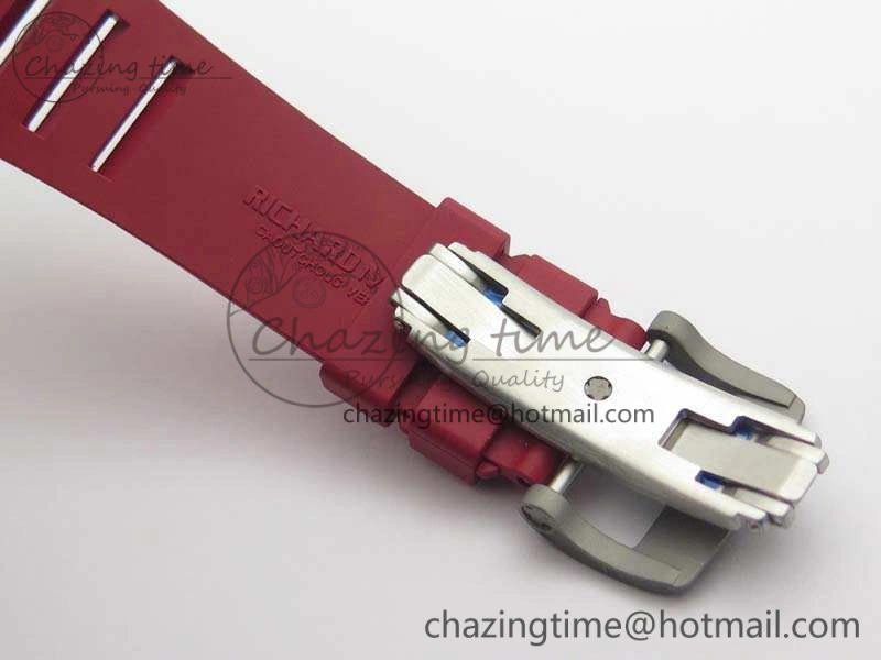 RM055 Forged Carbon Case KVF Best Edition Skeleton Dial Red Crown On Rubber Strap MIYOTA8215