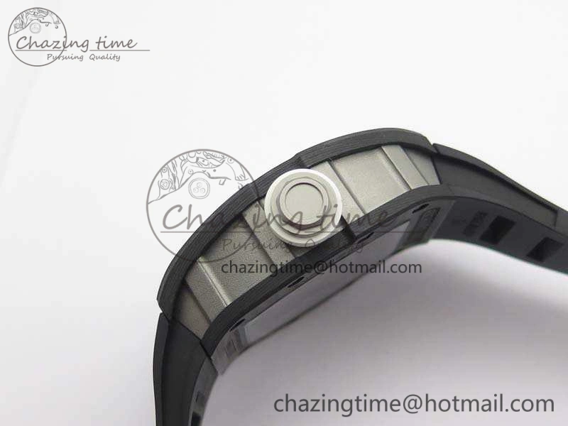 RM055 Forged Carbon Case KVF Best Edition Skeleton Dial White Inner Bezel On Rubber Strap MIYOTA8215