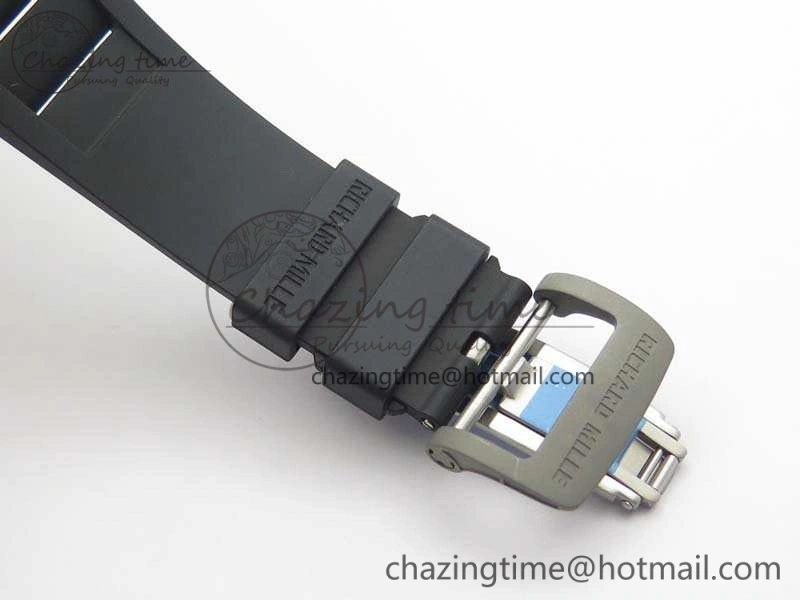 RM055 Forged Carbon Case KVF Best Edition Skeleton Dial White Inner Bezel On Rubber Strap MIYOTA8215