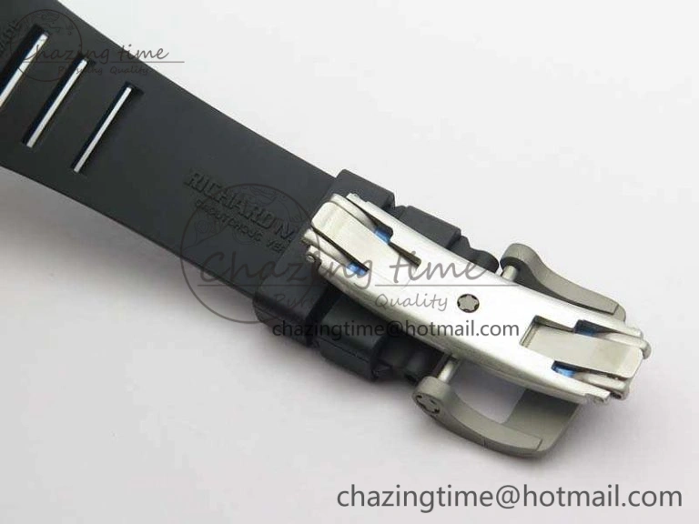 RM055 Forged Carbon Case KVF Best Edition Skeleton Dial White Inner Bezel On Rubber Strap MIYOTA8215