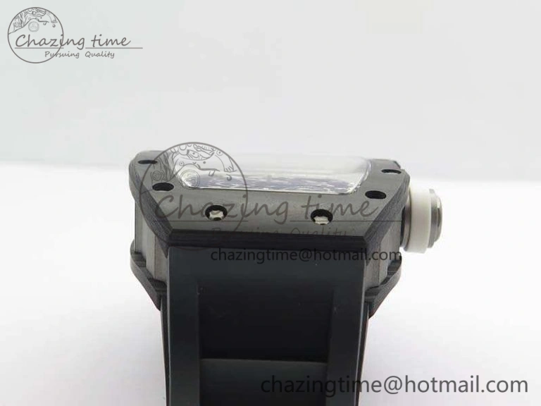 RM055 Forged Carbon Case KVF Best Edition Skeleton Dial White Inner Bezel On Rubber Strap MIYOTA8215
