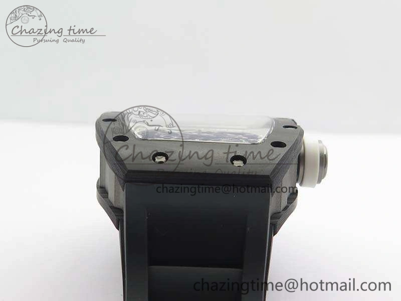 RM055 Forged Carbon Case KVF Best Edition Skeleton Dial White Inner Bezel On Rubber Strap MIYOTA8215