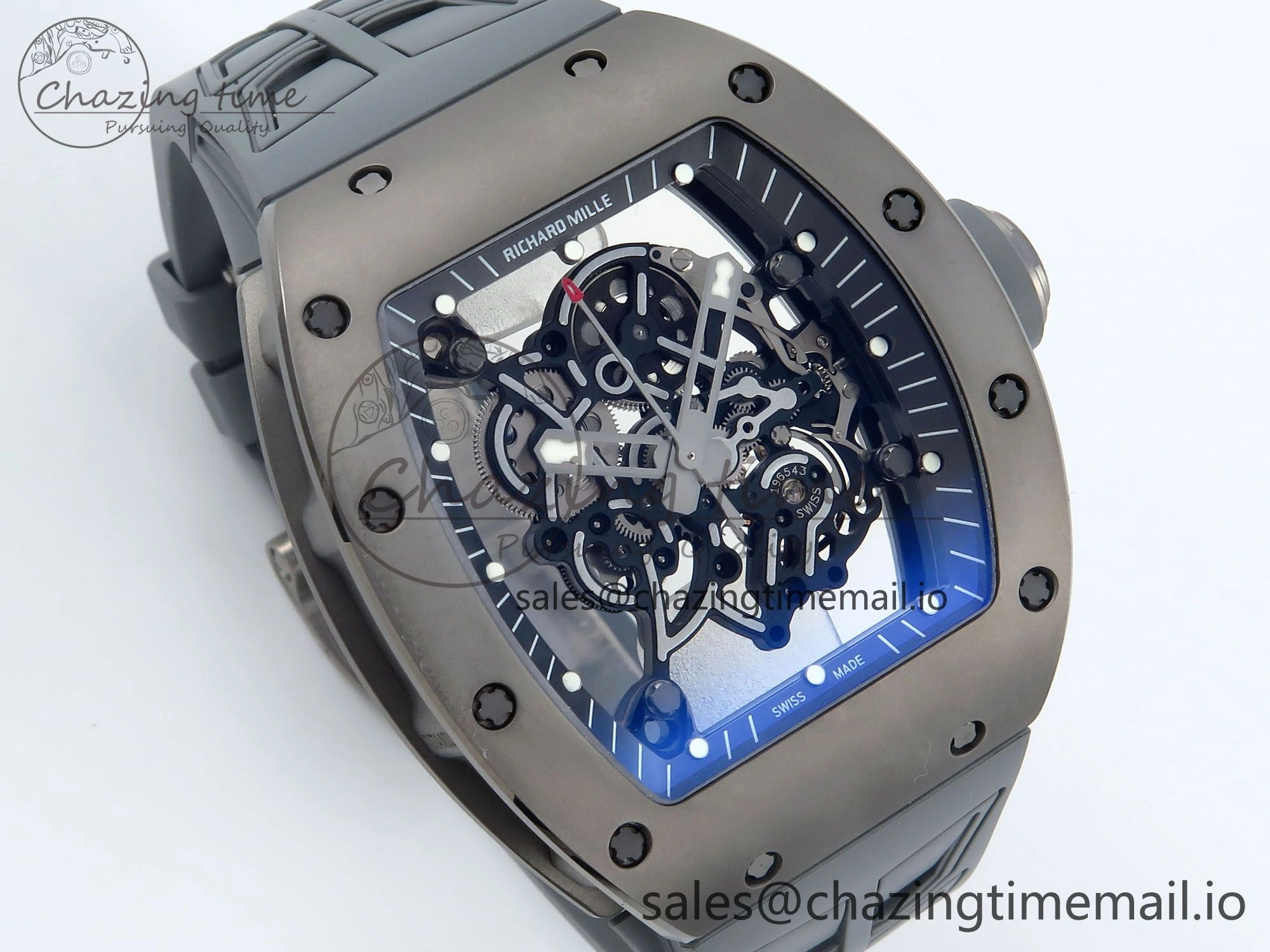 RM055 Gray Ceramic ZF 1:1 Best Edition on Gray Shark Rubber Strap RMUL2 Super Clone