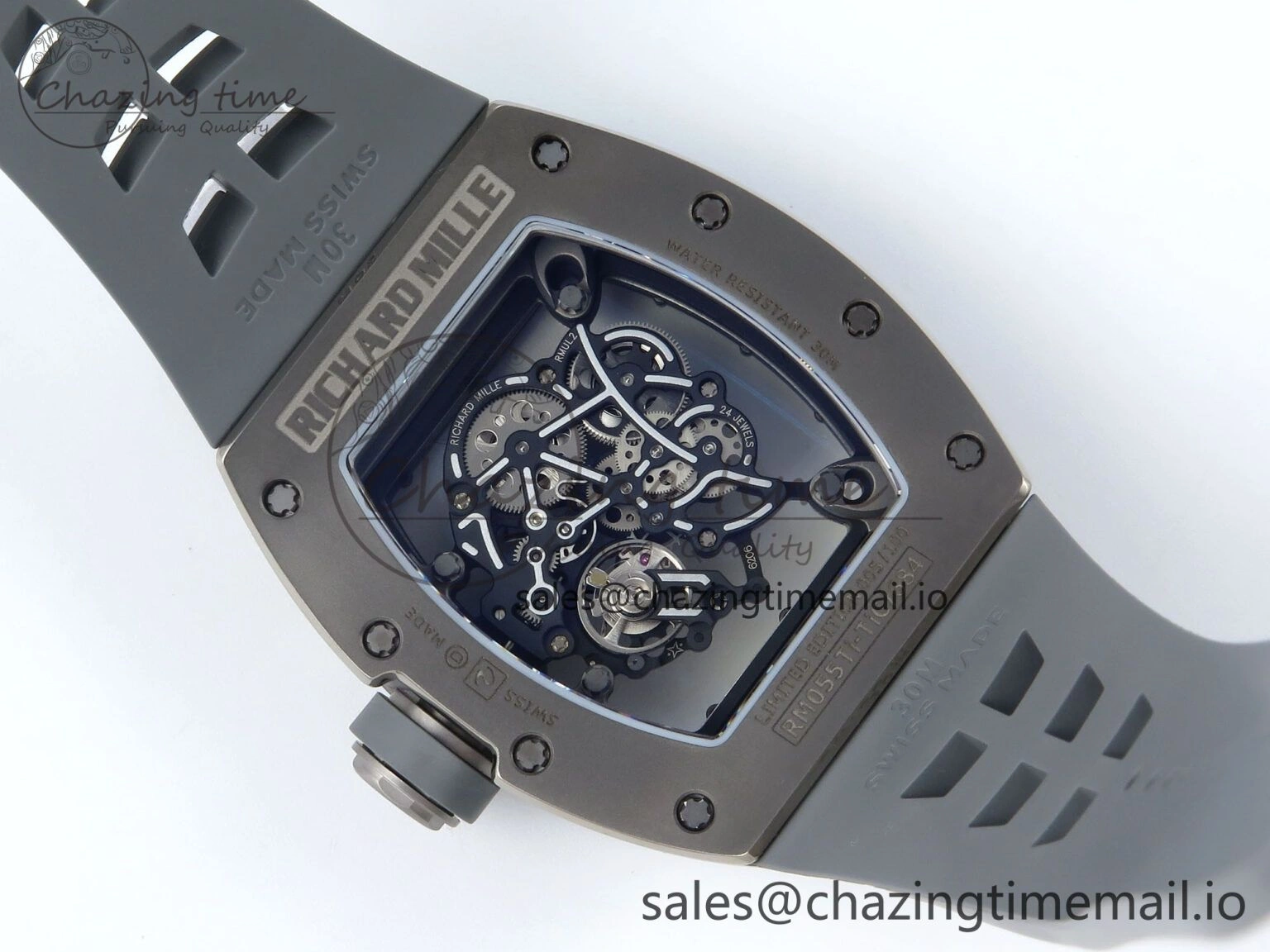 RM055 Gray Ceramic ZF 1:1 Best Edition on Gray Shark Rubber Strap RMUL2 Super Clone