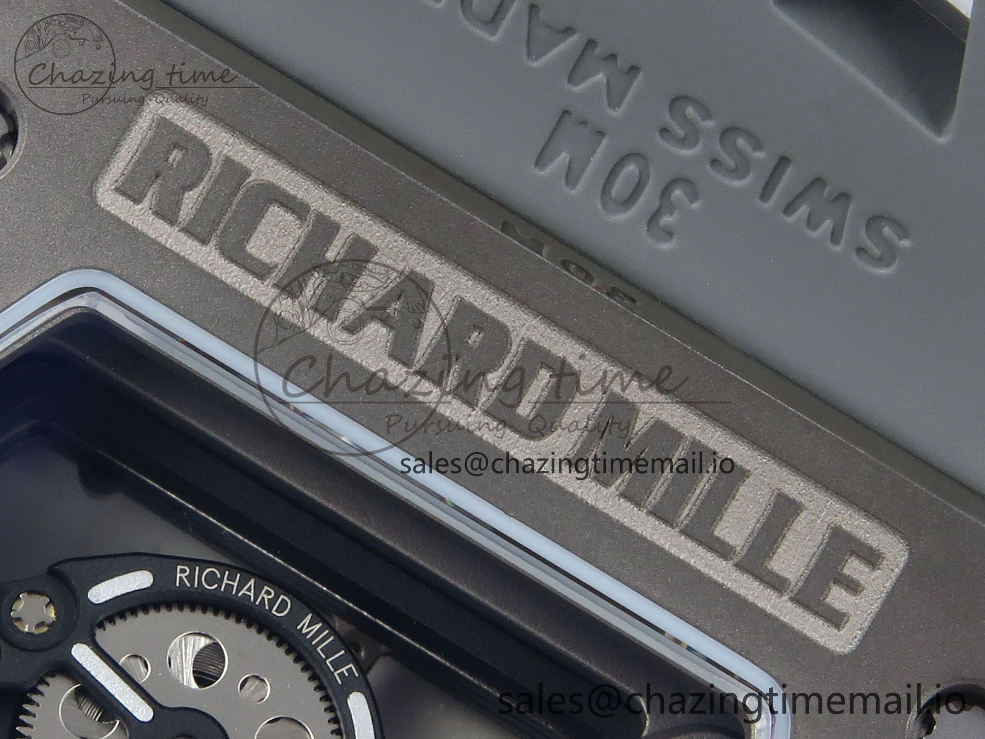 RM055 Gray Ceramic ZF 1:1 Best Edition on Gray Shark Rubber Strap RMUL2 Super Clone