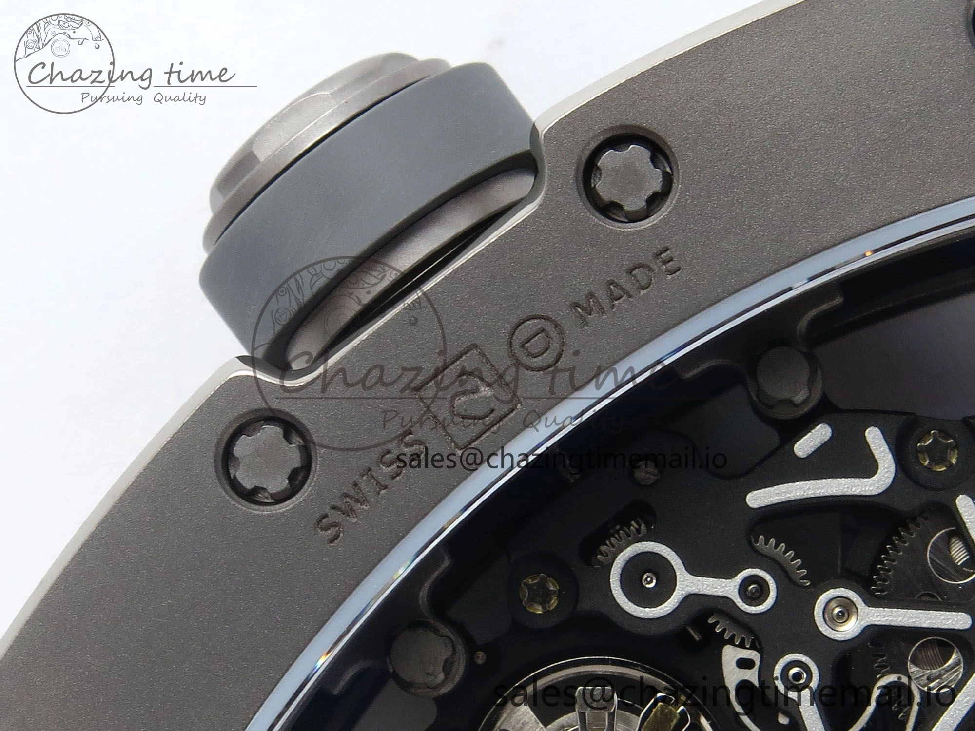 RM055 Gray Ceramic ZF 1:1 Best Edition on Gray Shark Rubber Strap RMUL2 Super Clone