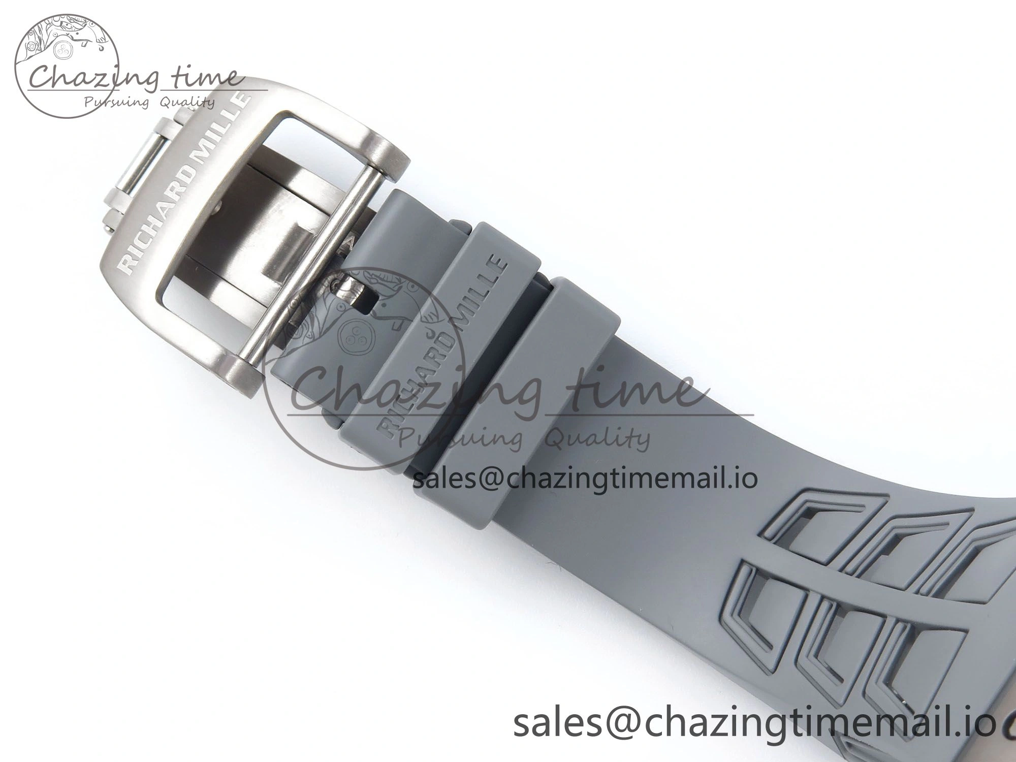RM055 Gray Ceramic ZF 1:1 Best Edition on Gray Shark Rubber Strap RMUL2 Super Clone