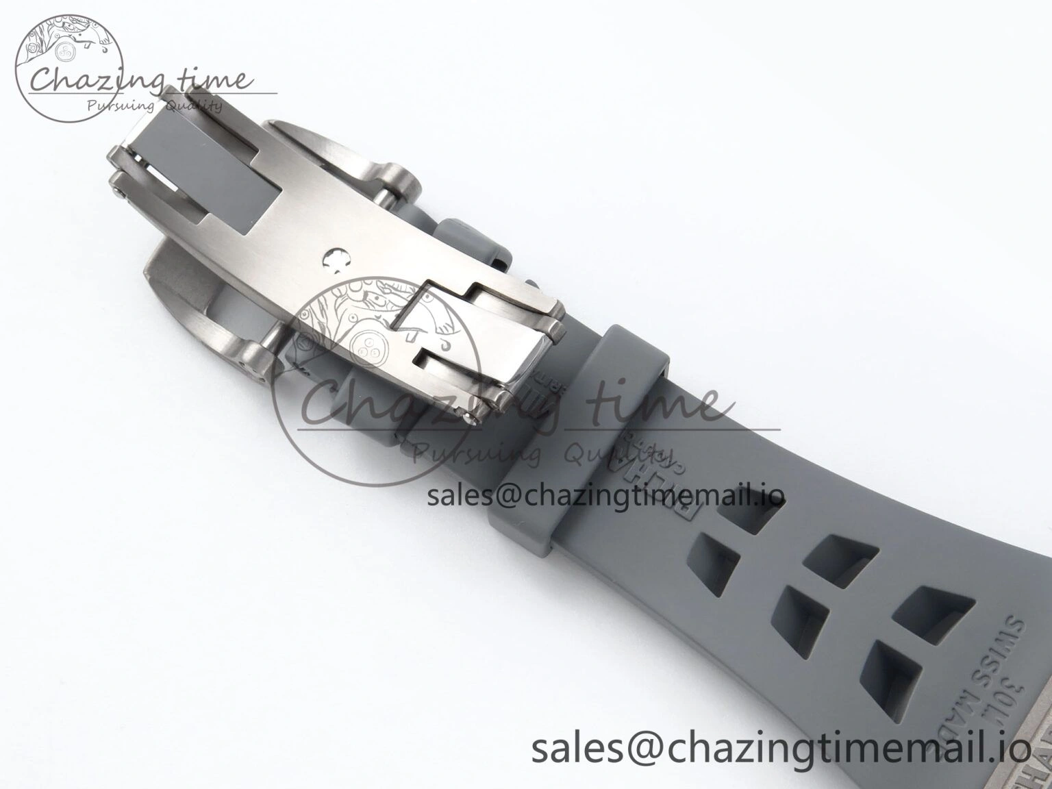 RM055 Gray Ceramic ZF 1:1 Best Edition on Gray Shark Rubber Strap RMUL2 Super Clone