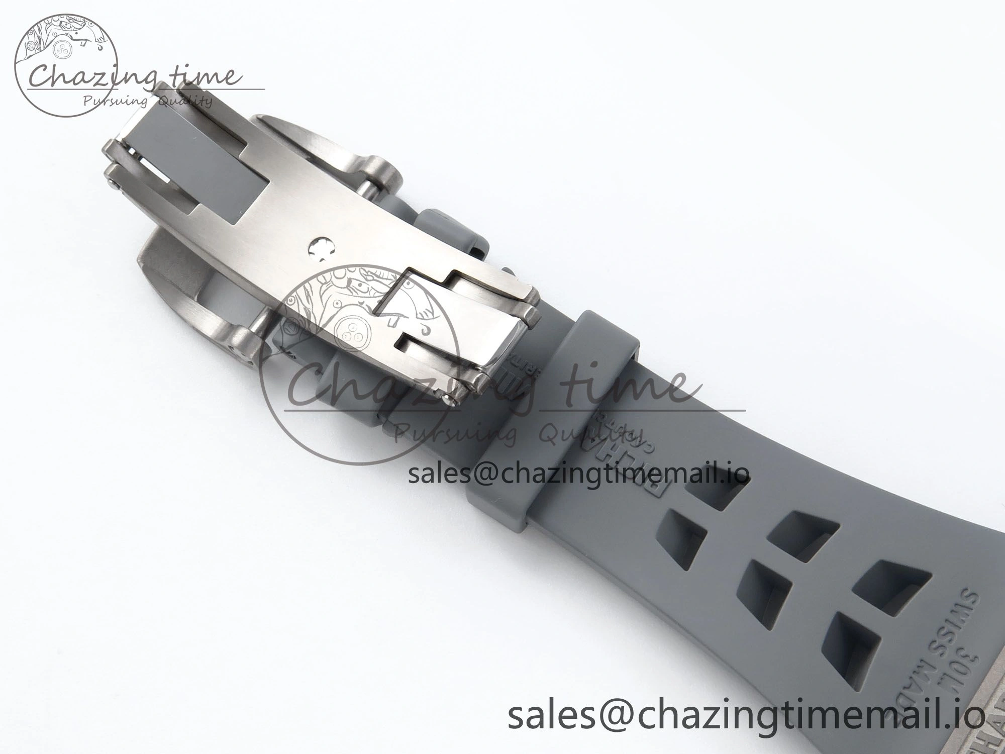RM055 Gray Ceramic ZF 1:1 Best Edition on Gray Shark Rubber Strap RMUL2 Super Clone