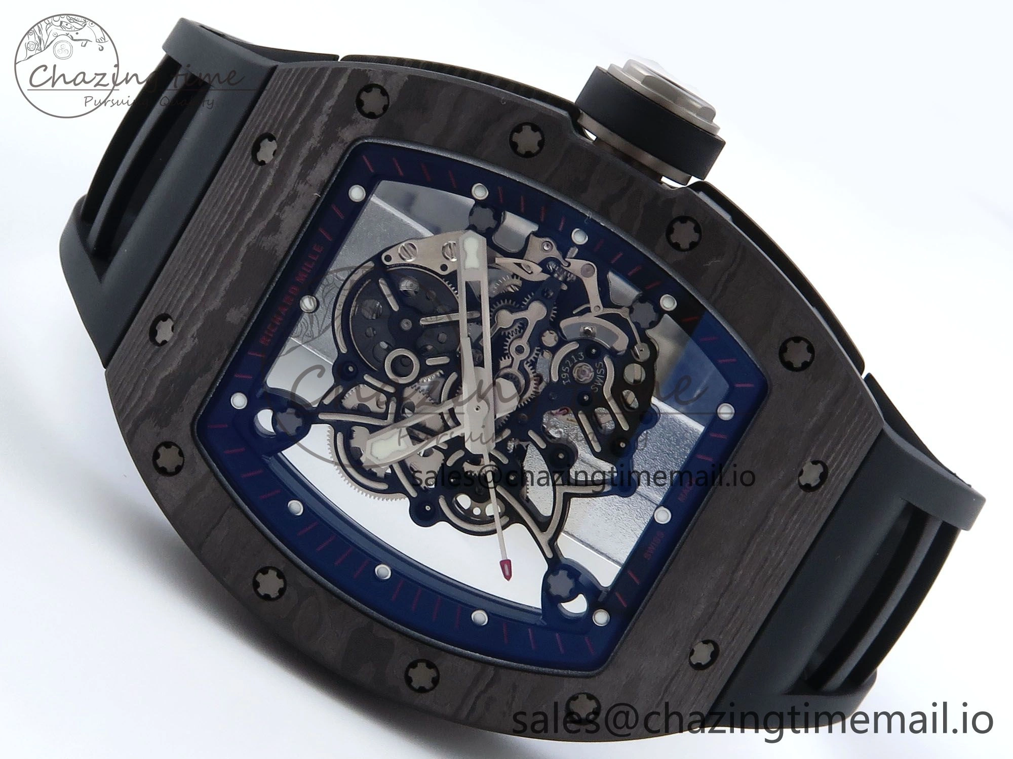 RM055 NTPT APSF 1:1 Best Edition Black Bezel Black Crown on Rubber Strap RMUL2 Super Clone