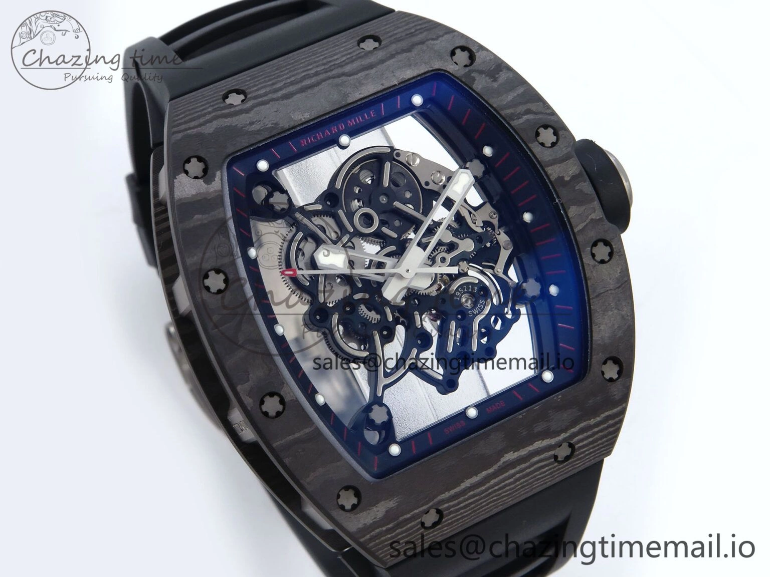 RM055 NTPT APSF 1:1 Best Edition Black Bezel Black Crown on Rubber Strap RMUL2 Super Clone