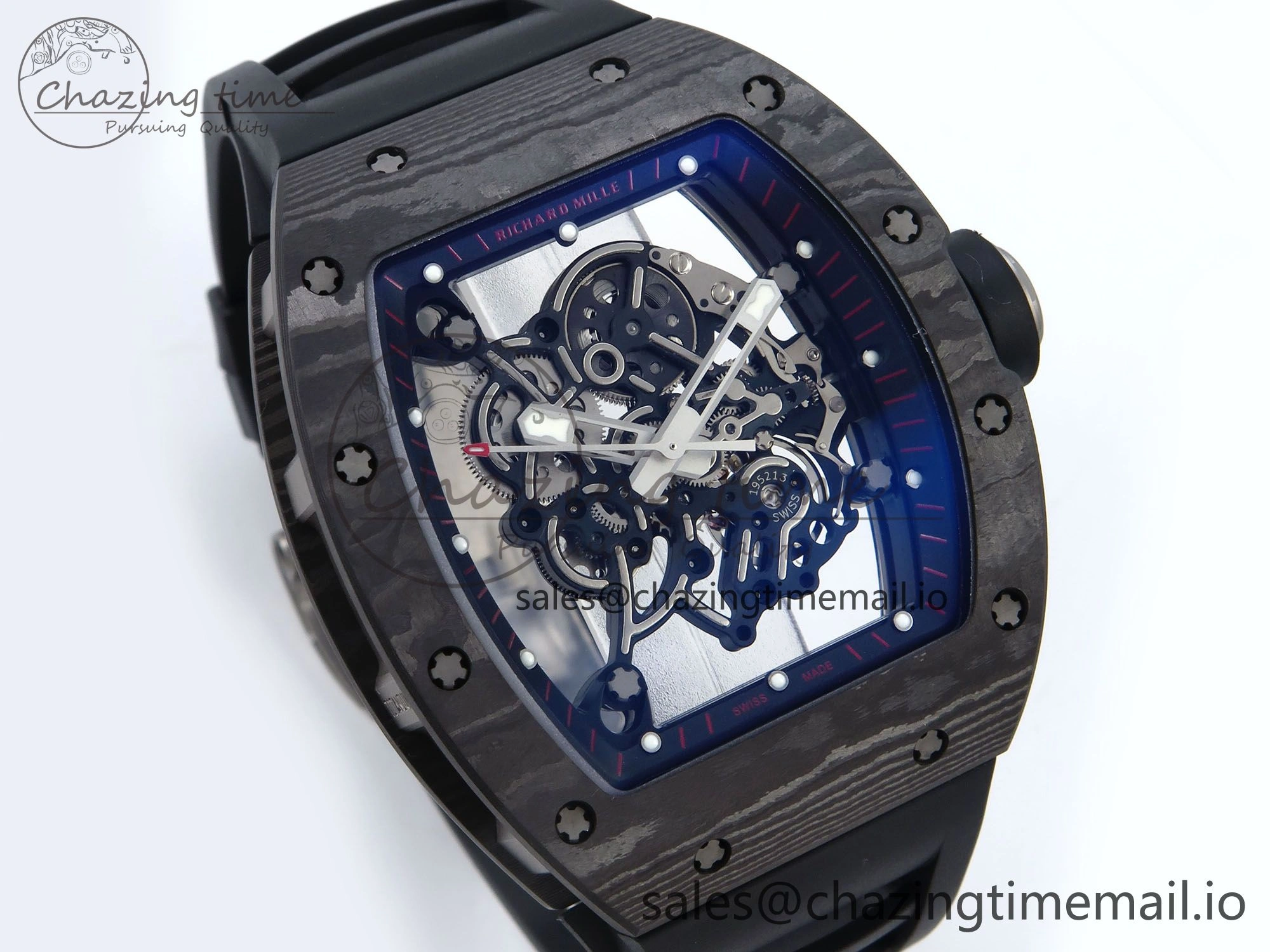 RM055 NTPT APSF 1:1 Best Edition Black Bezel Black Crown on Rubber Strap RMUL2 Super Clone