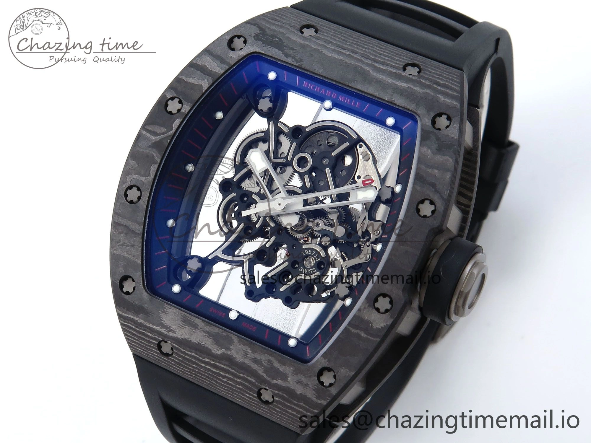 RM055 NTPT APSF 1:1 Best Edition Black Bezel Black Crown on Rubber Strap RMUL2 Super Clone