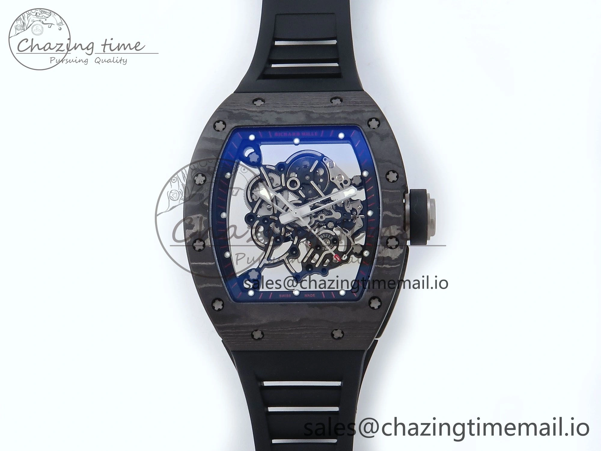 RM055 NTPT APSF 1:1 Best Edition Black Bezel Black Crown on Rubber Strap RMUL2 Super Clone