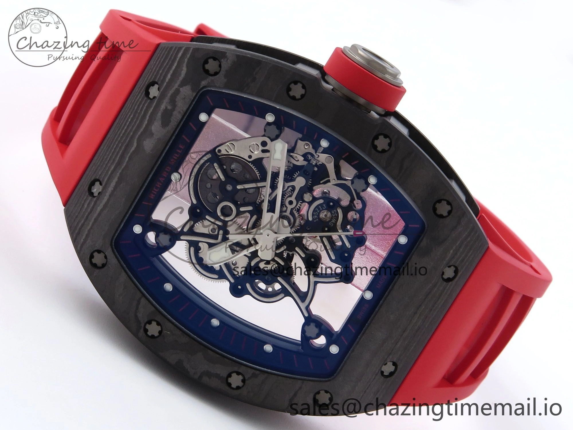 RM055 NTPT APSF 1:1 Best Edition Black Bezel Red Crown on Rubber Strap RMUL2 Super Clone