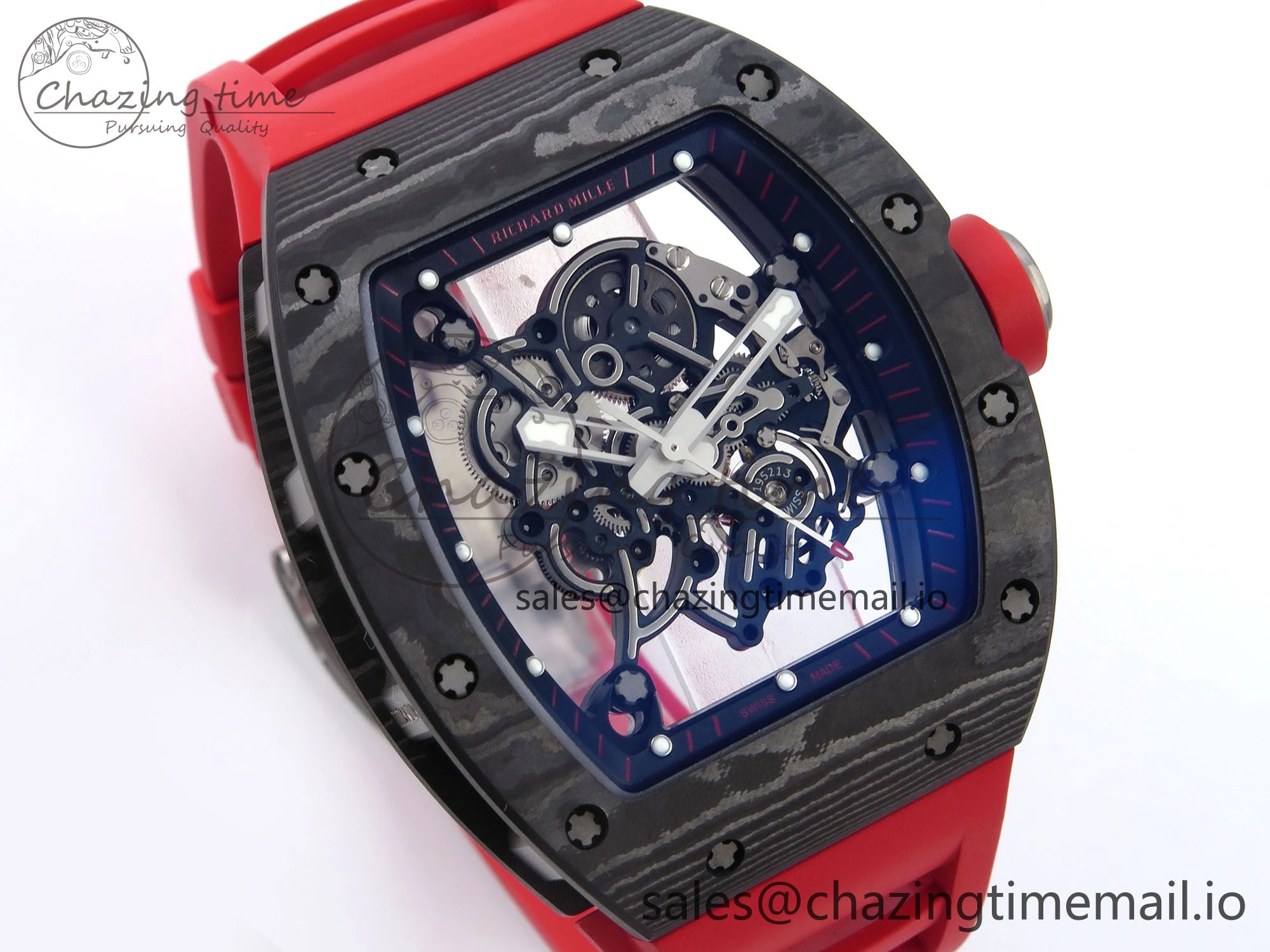 RM055 NTPT APSF 1:1 Best Edition Black Bezel Red Crown on Rubber Strap RMUL2 Super Clone