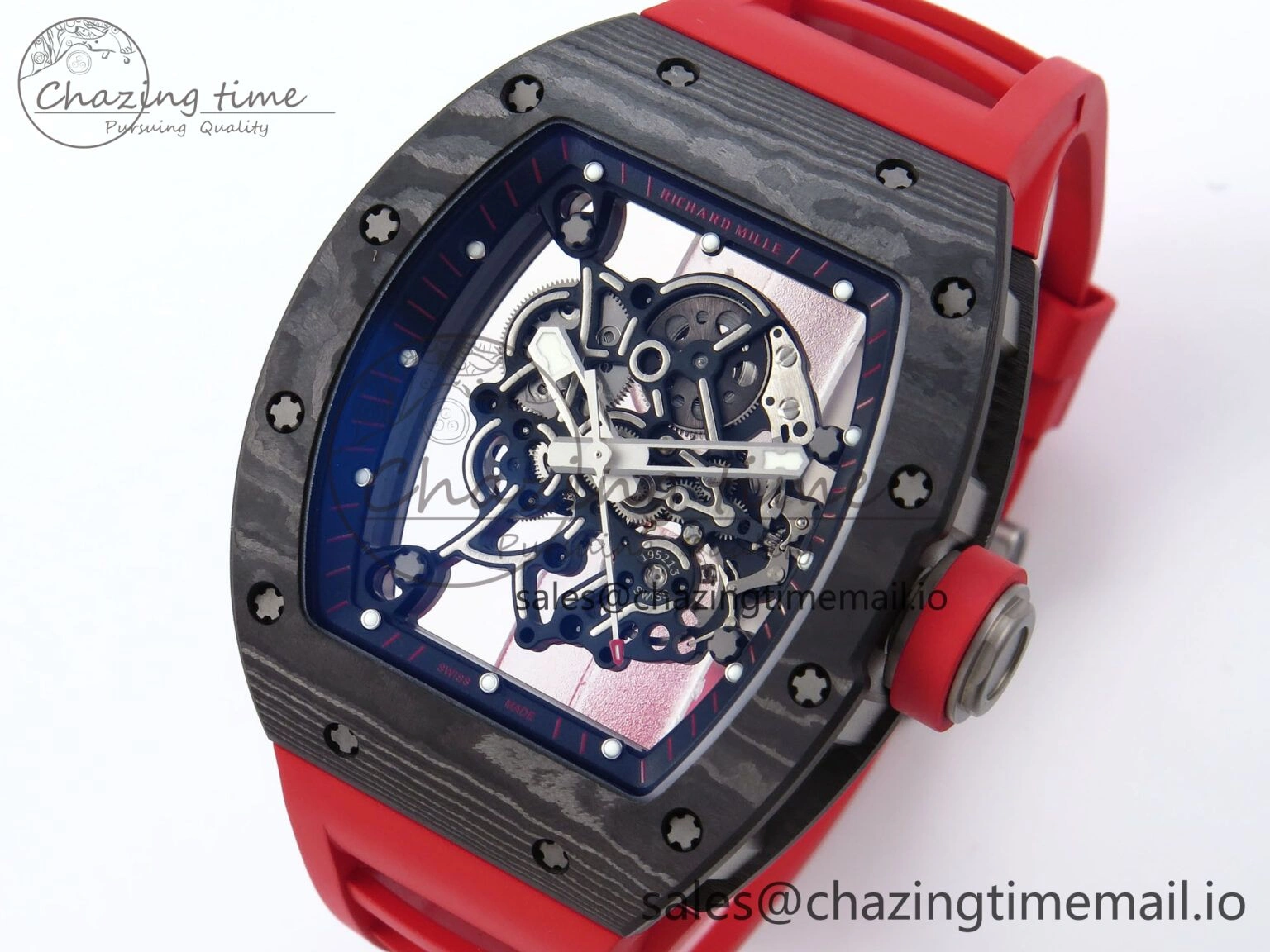 RM055 NTPT APSF 1:1 Best Edition Black Bezel Red Crown on Rubber Strap RMUL2 Super Clone