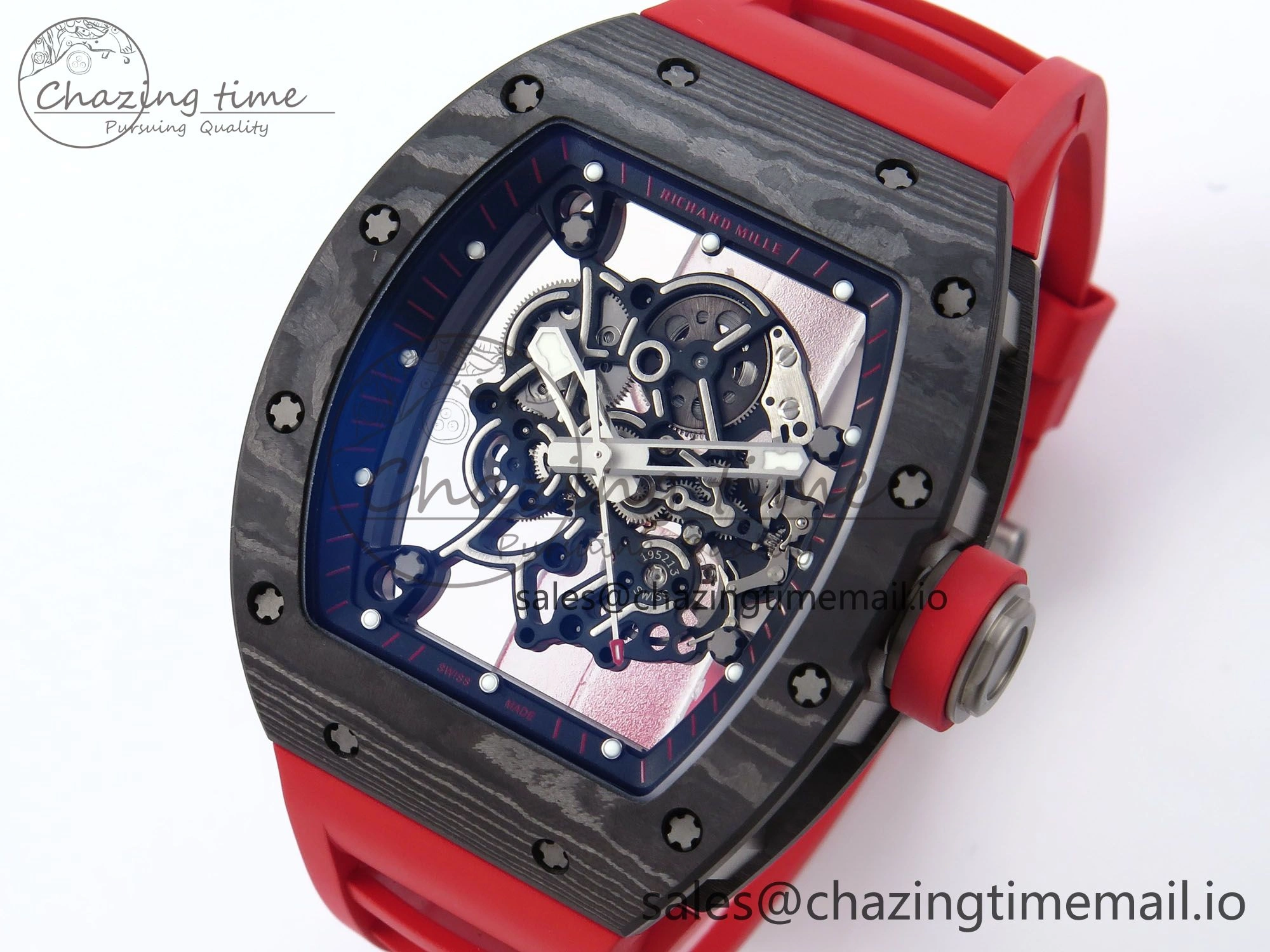 RM055 NTPT APSF 1:1 Best Edition Black Bezel Red Crown on Rubber Strap RMUL2 Super Clone