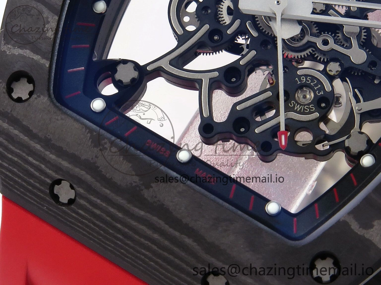 RM055 NTPT APSF 1:1 Best Edition Black Bezel Red Crown on Rubber Strap RMUL2 Super Clone