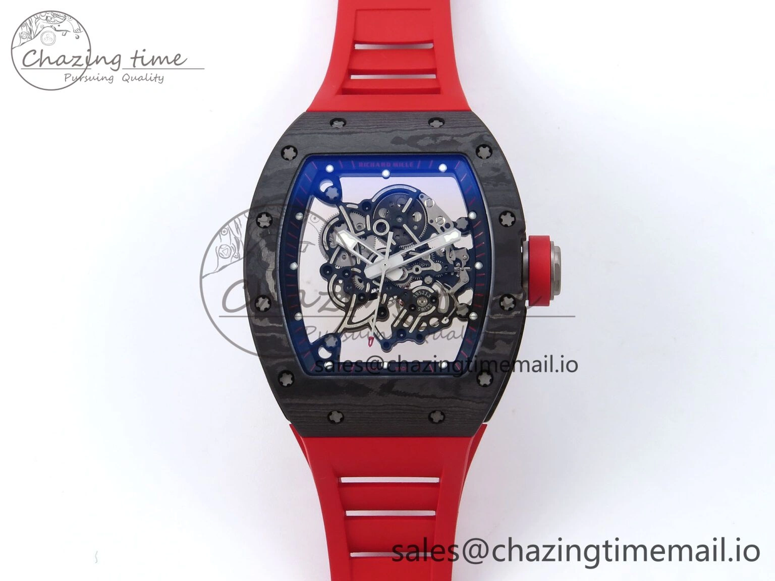 RM055 NTPT APSF 1:1 Best Edition Black Bezel Red Crown on Rubber Strap RMUL2 Super Clone