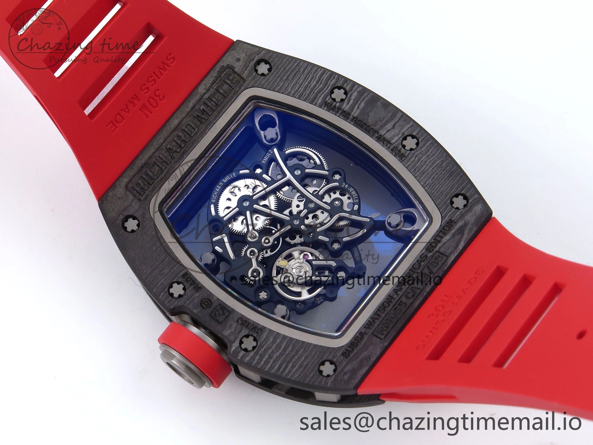 RM055 NTPT APSF 1:1 Best Edition Black Bezel Red Crown on Rubber Strap RMUL2 Super Clone