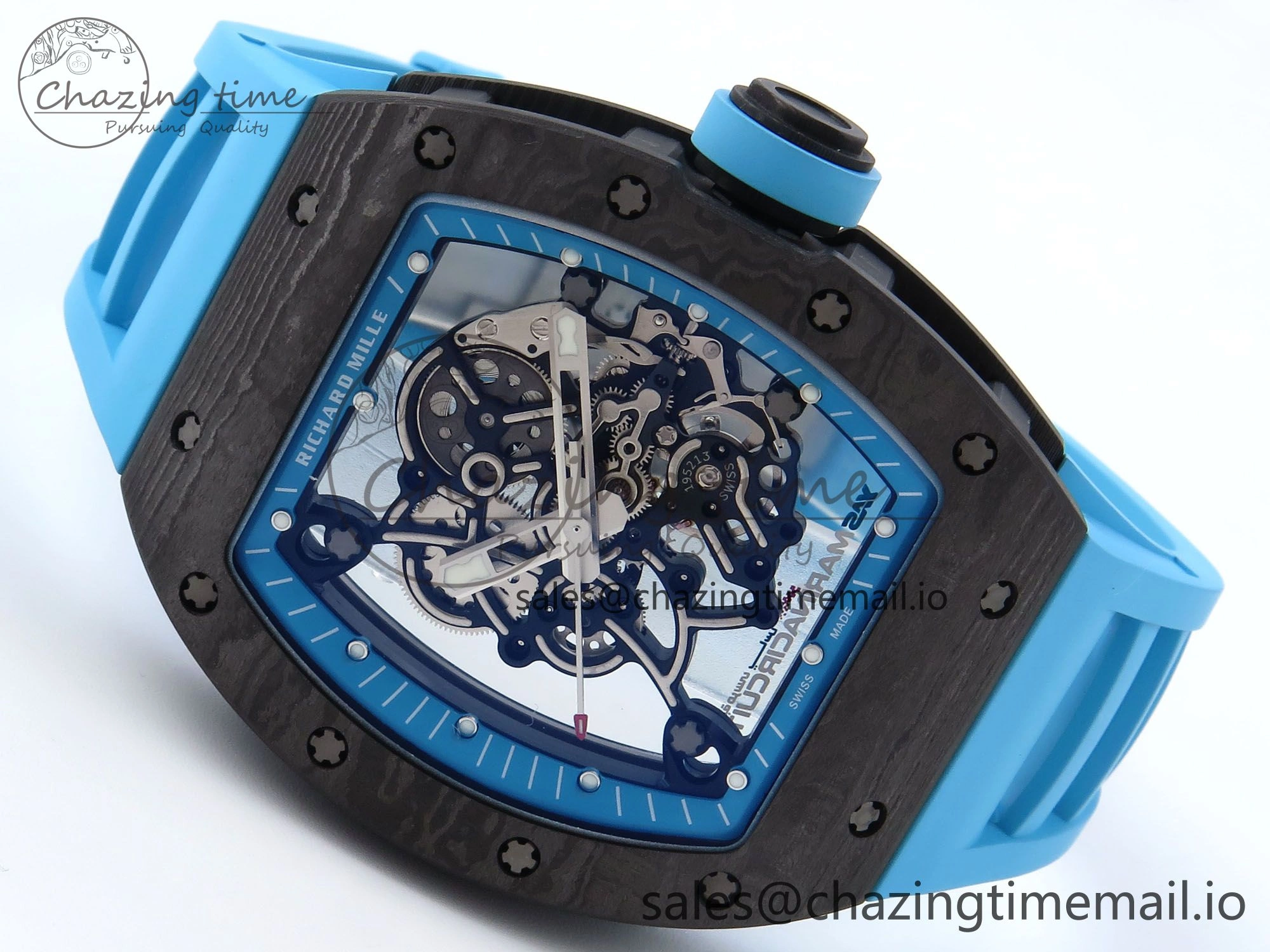 RM055 NTPT APSF 1:1 Best Edition Blue Bezel Blue Crown on Rubber Strap RMUL2 Super Clone