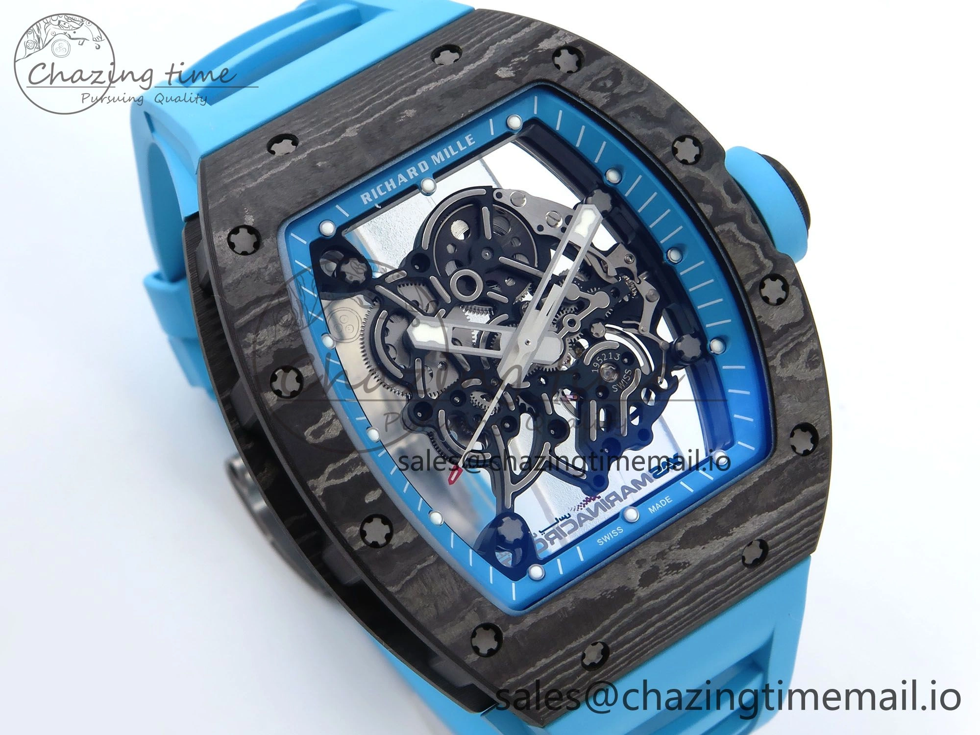 RM055 NTPT APSF 1:1 Best Edition Blue Bezel Blue Crown on Rubber Strap RMUL2 Super Clone