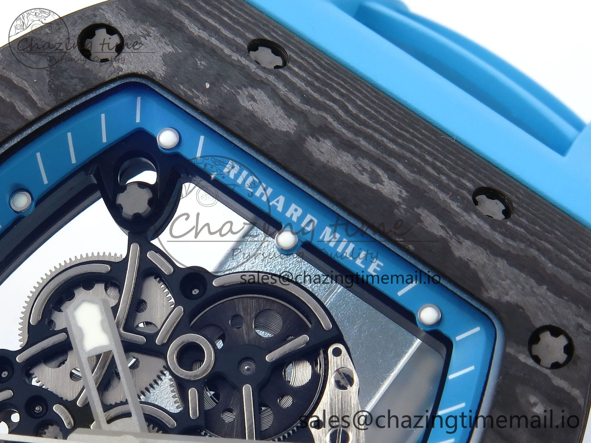 RM055 NTPT APSF 1:1 Best Edition Blue Bezel Blue Crown on Rubber Strap RMUL2 Super Clone