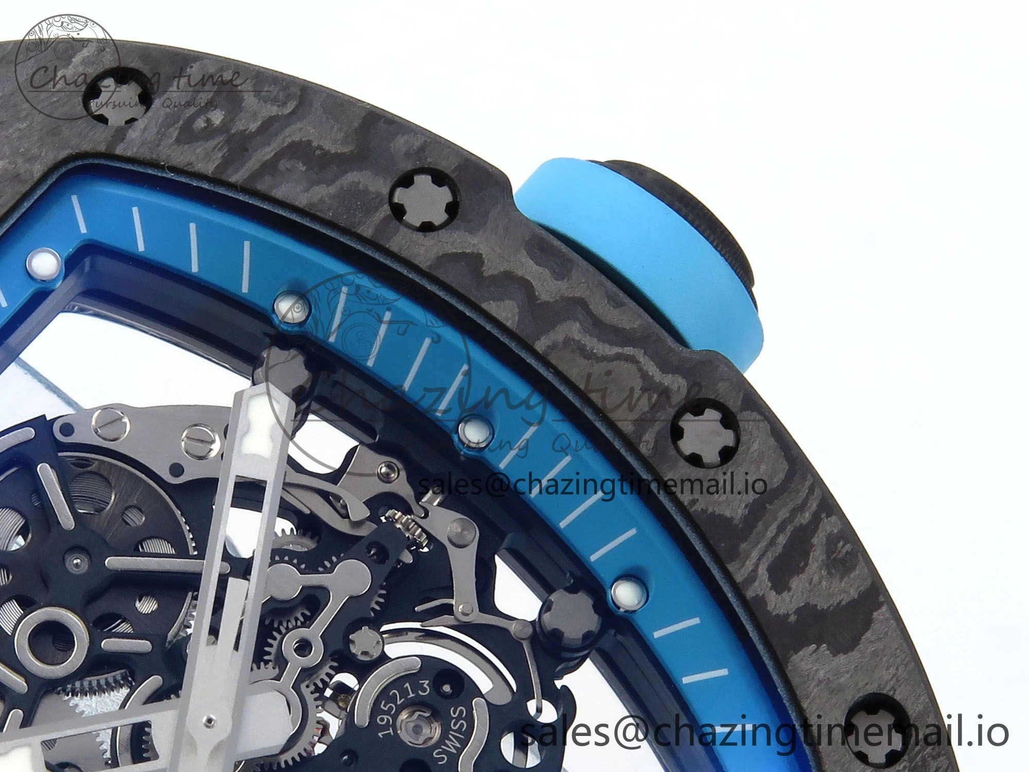 RM055 NTPT APSF 1:1 Best Edition Blue Bezel Blue Crown on Rubber Strap RMUL2 Super Clone