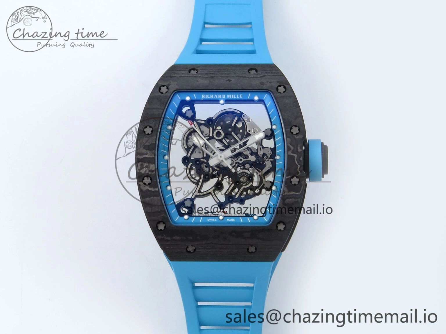 RM055 NTPT APSF 1:1 Best Edition Blue Bezel Blue Crown on Rubber Strap RMUL2 Super Clone