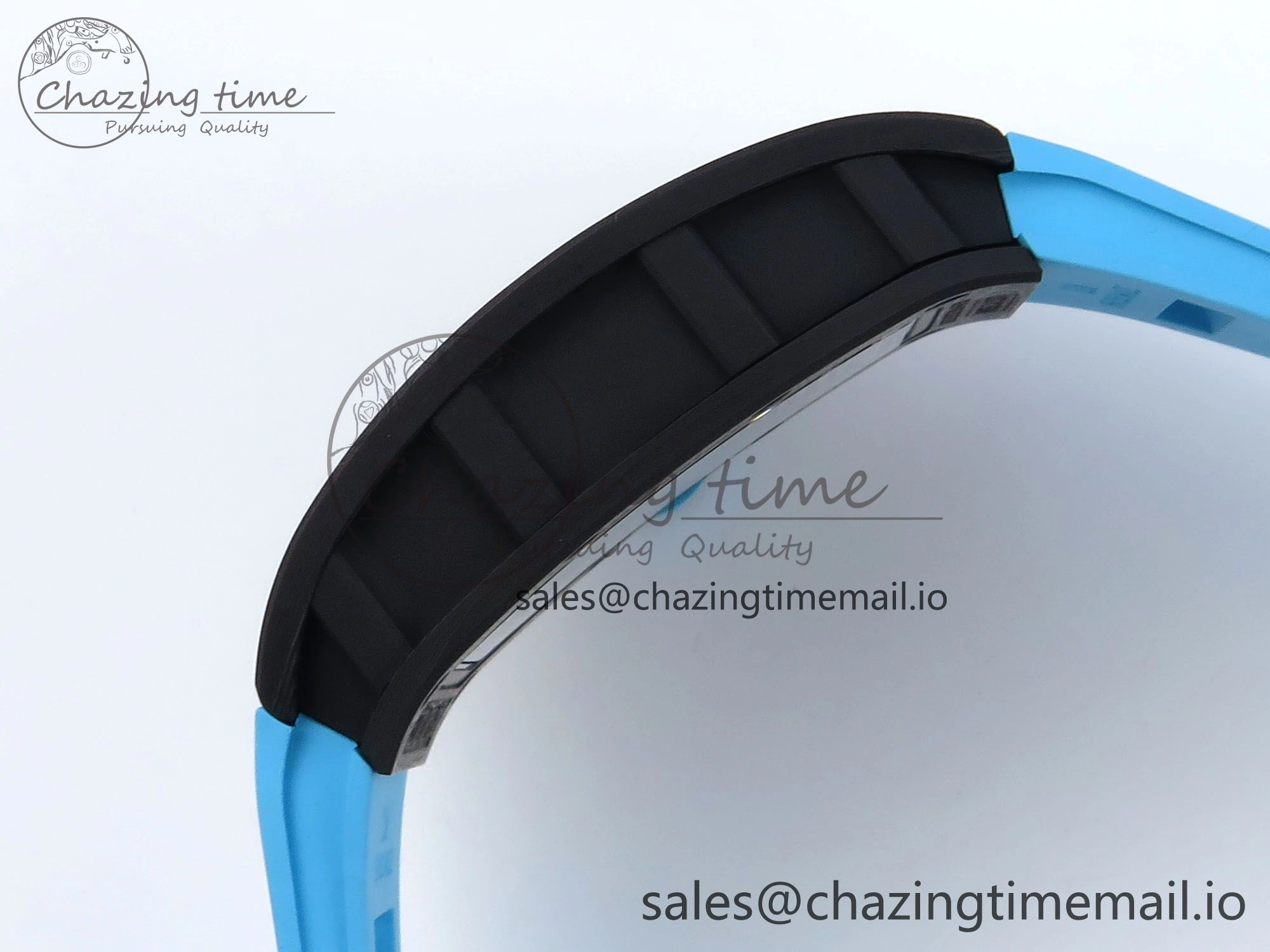 RM055 NTPT APSF 1:1 Best Edition Blue Bezel Blue Crown on Rubber Strap RMUL2 Super Clone