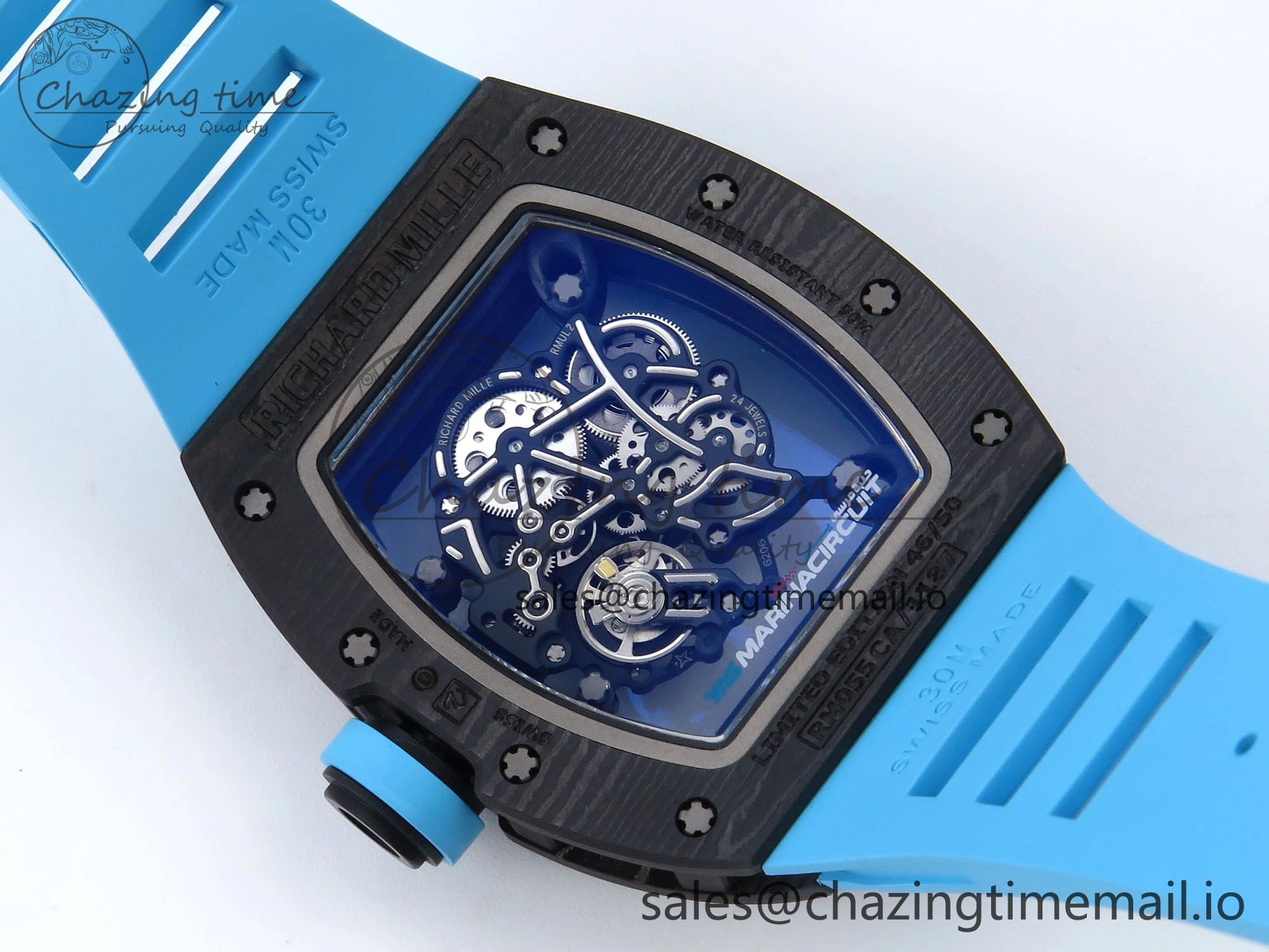 RM055 NTPT APSF 1:1 Best Edition Blue Bezel Blue Crown on Rubber Strap RMUL2 Super Clone